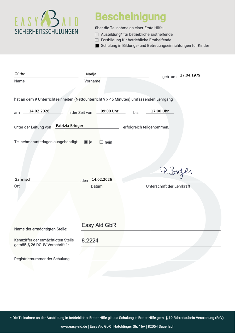 Erste-Hilfe-Ausbildung für Ersthelfende